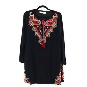 Sweet Jane Dress Womens M Black Boho Bohemian Folklore Indie Cottagecore Peasant